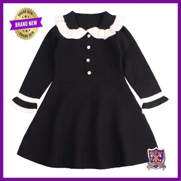 Other - Toddler Girls Soft Warm Long Sleeve V-Neck Knitted Sweater Dress 2-6T